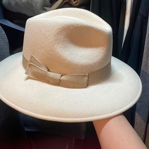 NWT J.Crew $90 Wool Hat with Grosgrain Ribbon Ivory Size S/M